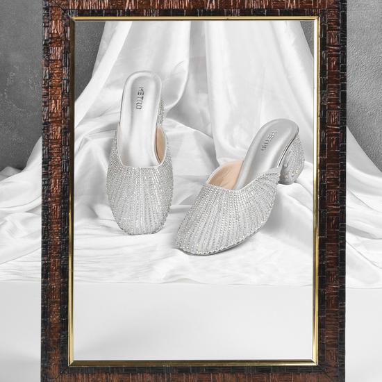 Women Silver Wedding Slip Ons