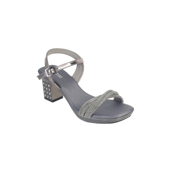 Women Gun-metal Party Sandals