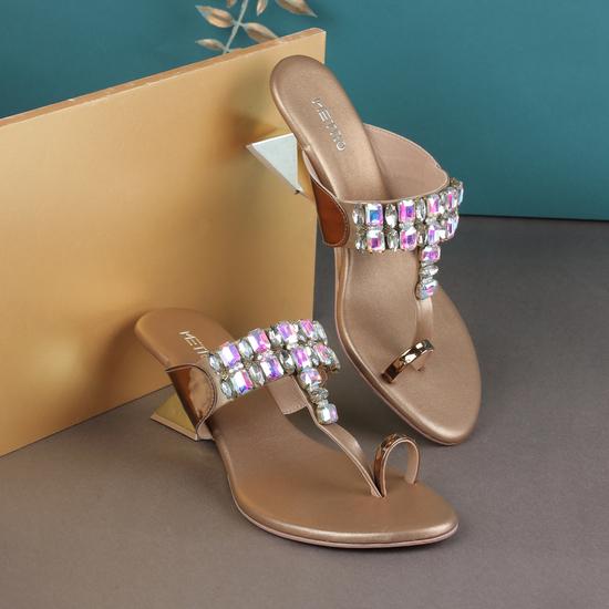 Women Antic-gold Ethnic Slip Ons