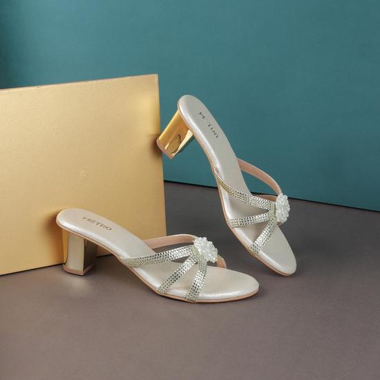 Women Gold Ethnic Slip Ons