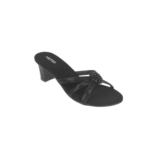 Women Black Ethnic Slip Ons