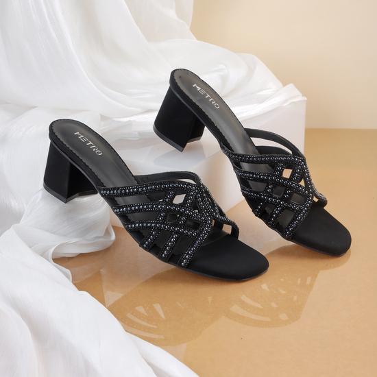 Women Black Ethnic Slip Ons