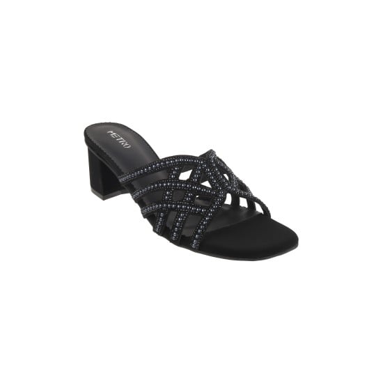 Women Black Ethnic Slip Ons