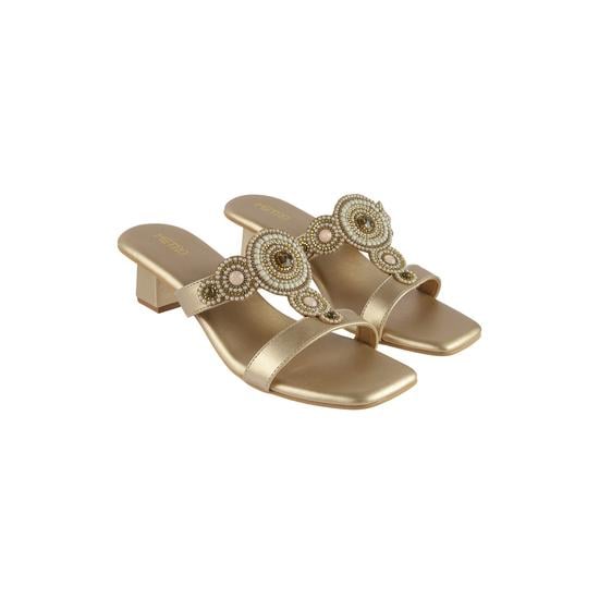 Women Gold Ethnic Slippers