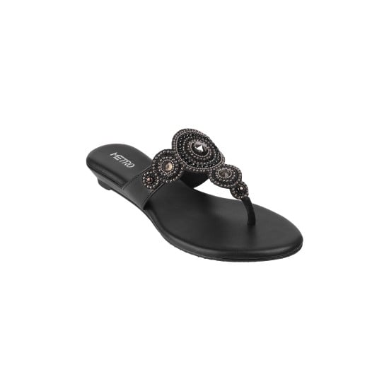 Women Black Ethnic Slippers