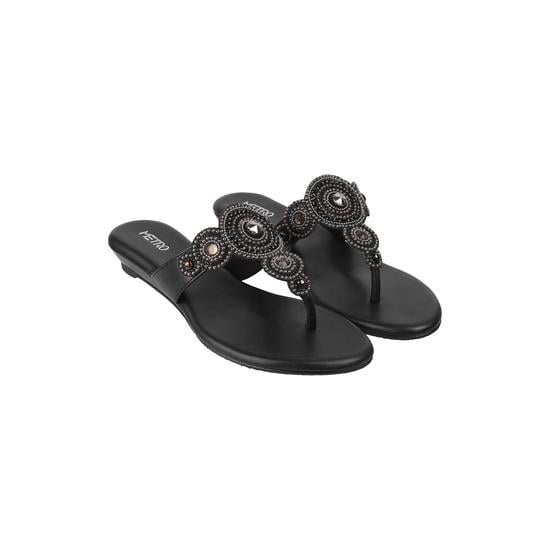 Women Black Ethnic Slip Ons