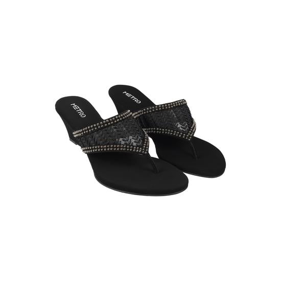 Women Black Party Slippers