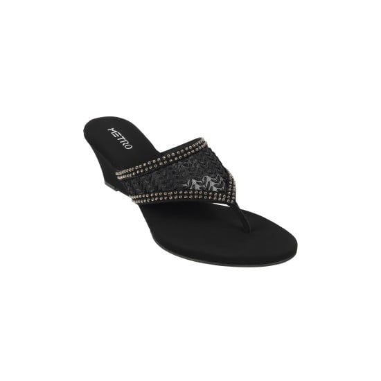 Women Black Party Slippers