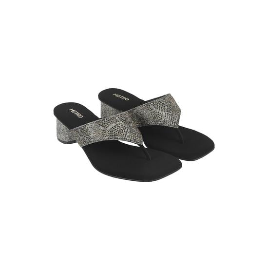 Women Black Ethnic Slip Ons