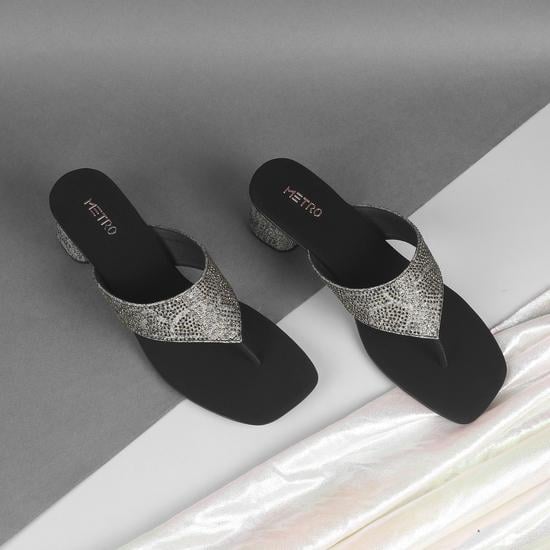 Women Black Ethnic Slip Ons