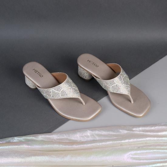 Women Beige Ethnic Slip Ons