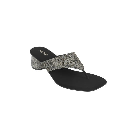 Women Black Ethnic Slip Ons