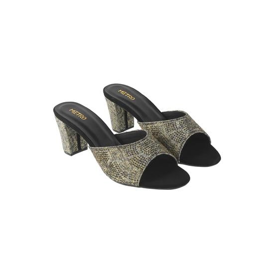 Women Black Party Slip Ons