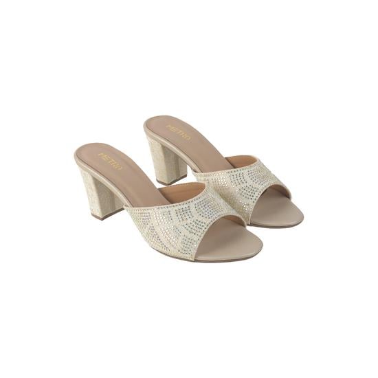 Women Beige Party Slip Ons