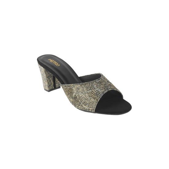 Women Black Party Slip Ons