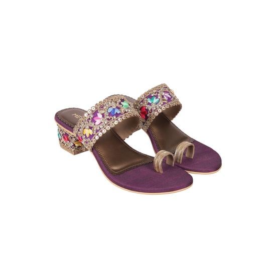 Women Purple Ethnic Slip Ons