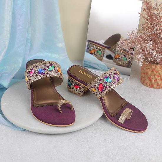 Women Purple Ethnic Pumps