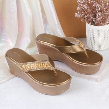 Walkway Women Bronze Casual Slippers(SKU: 35-1568-46-37)