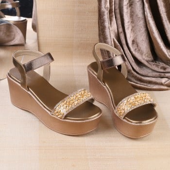 Walkway Women Bronze Casual Sandals(SKU: 35-1570-46-37)