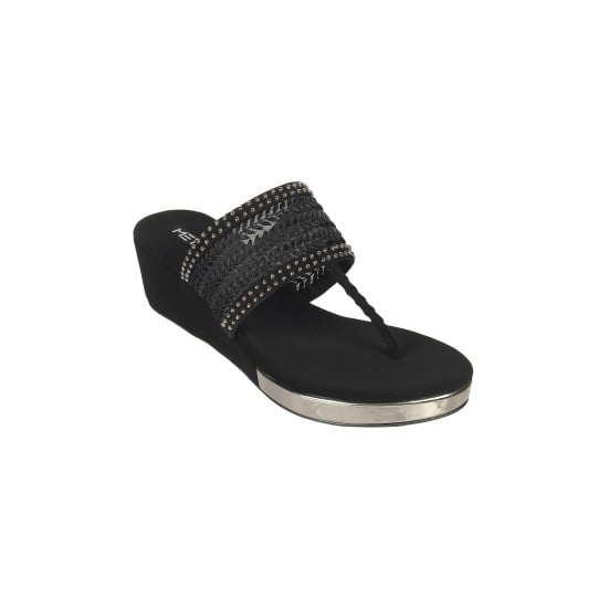 Women Black Ethnic Slip Ons
