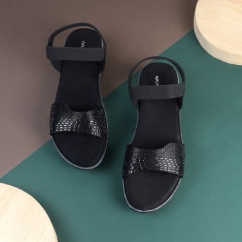 Walkway Women Black Casual Sandals(SKU: 35-1721-11-37)
