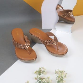 Walkway Women Antic-gold Casual Slippers(SKU: 35-1736-28-37)