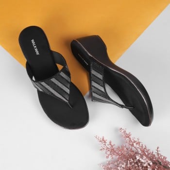 Walkway Women Black Casual Slippers(SKU: 35-1737-11-40)