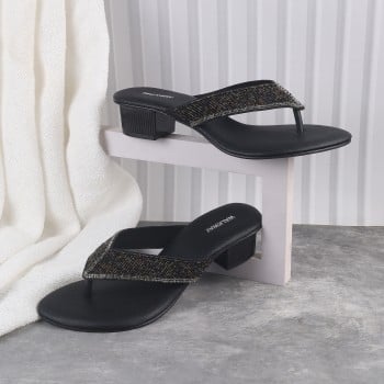 Walkway Women Black Ethnic Slip Ons(SKU: 35-1768-11-40)