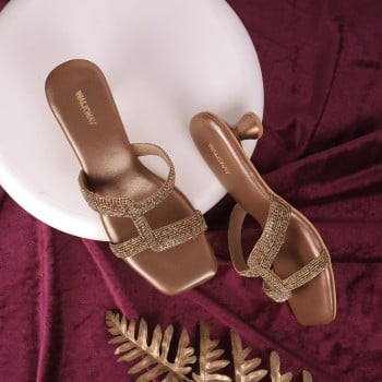 Walkway Women Antic-gold Party Slip Ons(SKU: 35-1771-28-37)