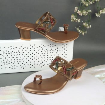 Walkway Women Antic-gold Ethnic Slip Ons(SKU: 35-1774-28-37)