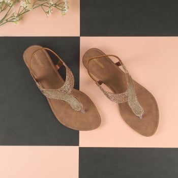 Walkway Women Antic-gold Casual Sandals(SKU: 35-1781-28-36)