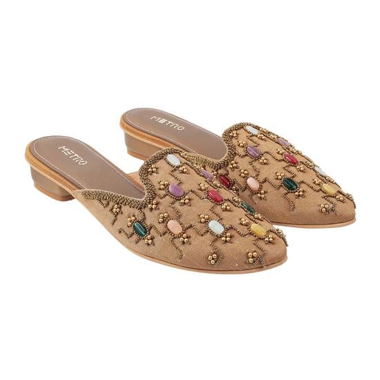 Women Yellow Ethnic Slip Ons