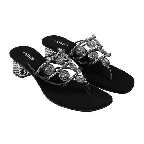 Women Black Ethnic Slip Ons