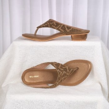 Walkway Women Bronze Ethnic Slip Ons(SKU: 35-1847-46-36)