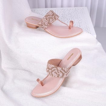 Walkway Women Rose-gold Ethnic Slip Ons(SKU: 35-1848-52-37)