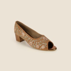 Women Antic-gold Wedding Peep Toes