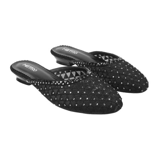 Women Black Wedding Slip Ons