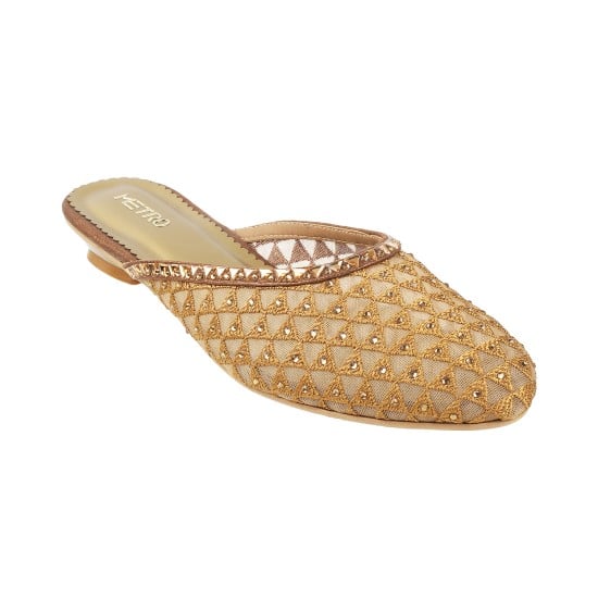 Women Antic-gold Wedding Slip Ons