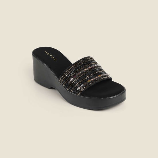 Women Black Casual Slip Ons