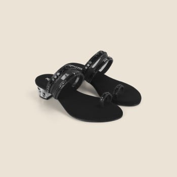 Metro Women Black Ethnic Slip Ons(SKU: 35-1957-11-36)