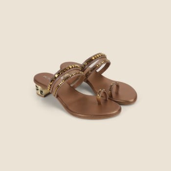 Metro Women Antic-gold Ethnic Slip Ons(SKU: 35-1957-28-36)