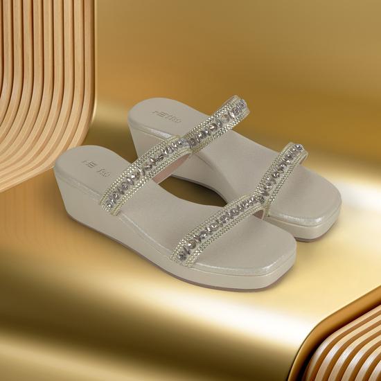 Women Gold Casual Slip Ons