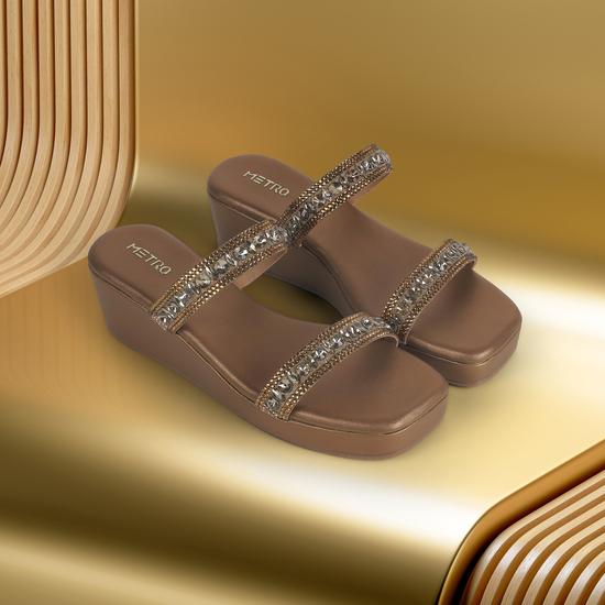 Women Antic-gold Casual Slip Ons
