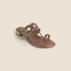Women Antic-gold Ethnic Slip Ons