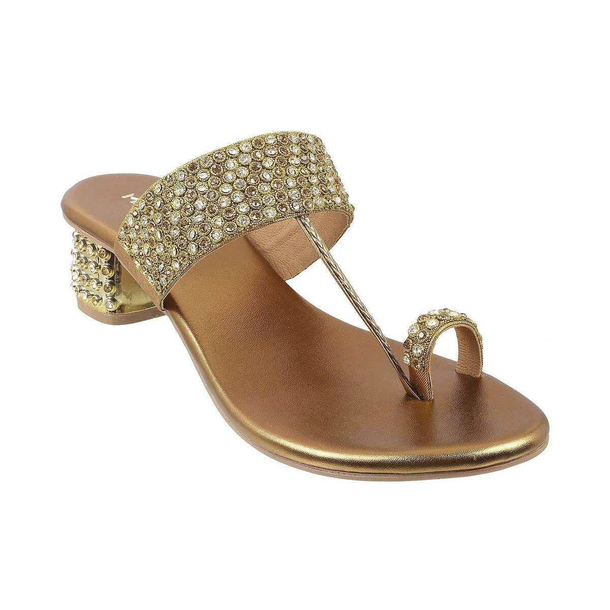 Buy Gold Gota Atalanta Bird Motif Ghungroo Kolhapuri Sandals by 5Elements  Online at Aza Fashions.