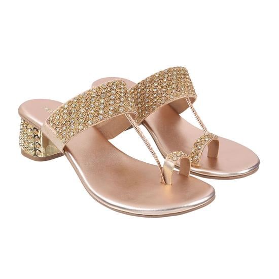 Women Rose-Gold Ethnic Slip Ons