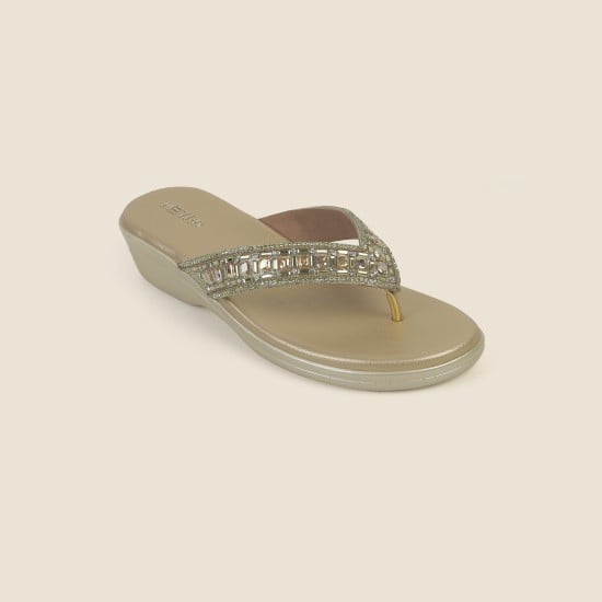 Women Gold Party Slippers