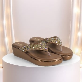 Walkway Women Antic-gold Casual Slip Ons(SKU: 35-2027-28-39)