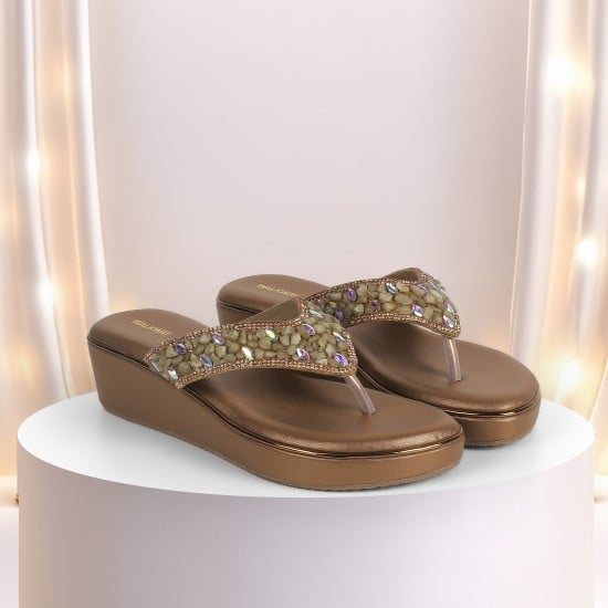 Women Antic-gold Casual Slip Ons