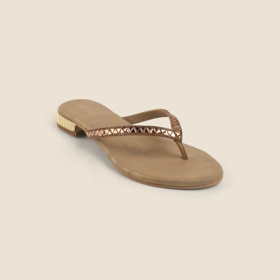 Women Antic-gold Casual Slippers